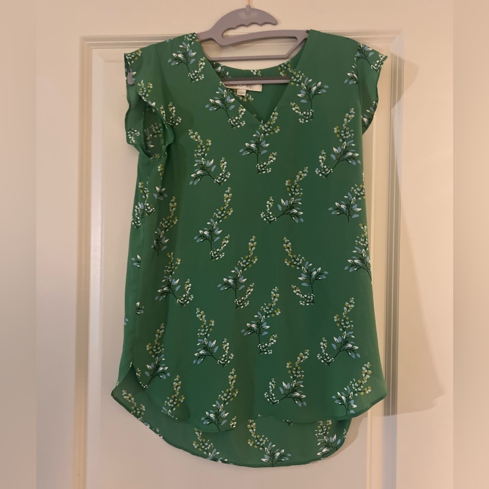 LOFT Green Floral Blouse